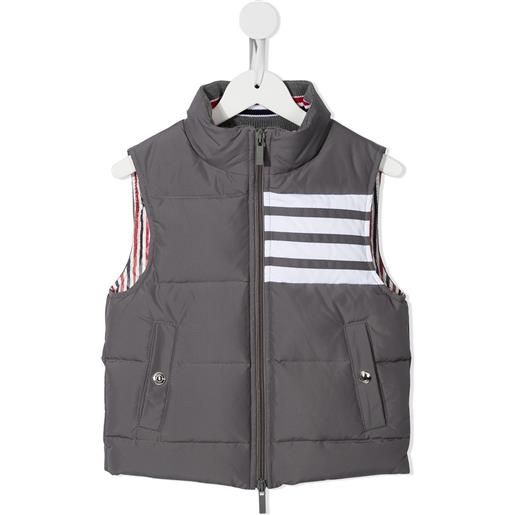 Thom Browne Kids gilet smanicato imbottito con dettaglio righe - grigio
