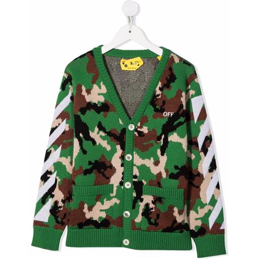 Off-White Kids cardigan con stampa camouflage - verde