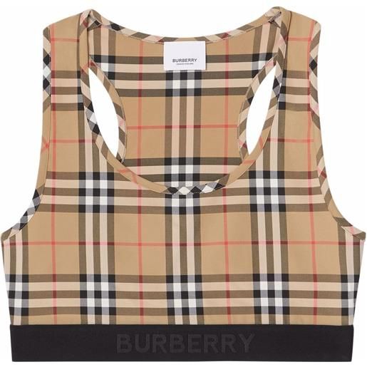 Burberry reggiseno sportivo con stampa vintage check - toni neutri