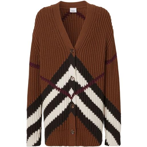 Burberry cardigan con motivo chevron - marrone