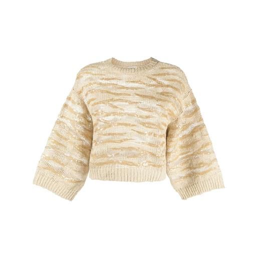 Brunello Cucinelli maglione corto con paillettes - toni neutri