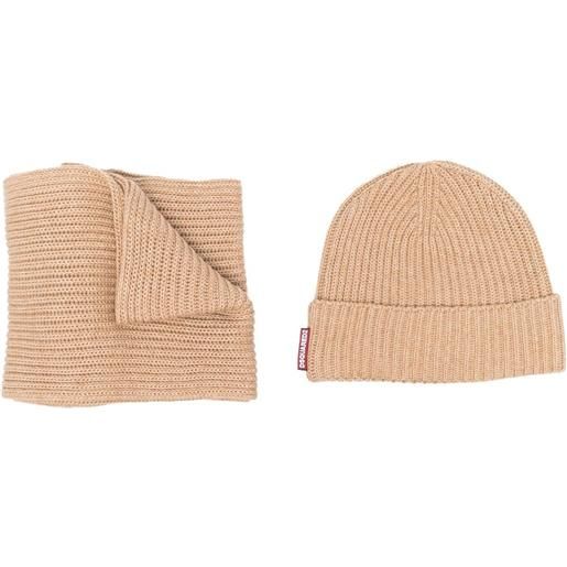 DSQUARED2 set sciarpa e berretto - toni neutri