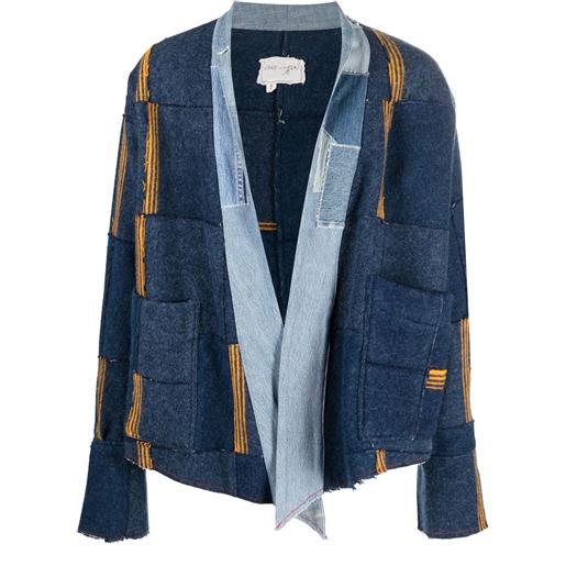 Greg Lauren cappotto corto con design patchwork - blu