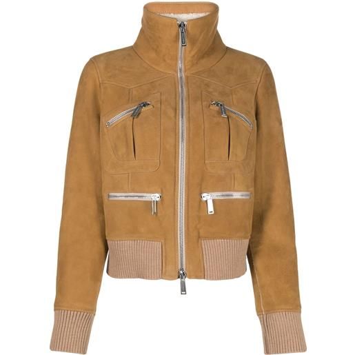 DSQUARED2 bomber con zip - toni neutri