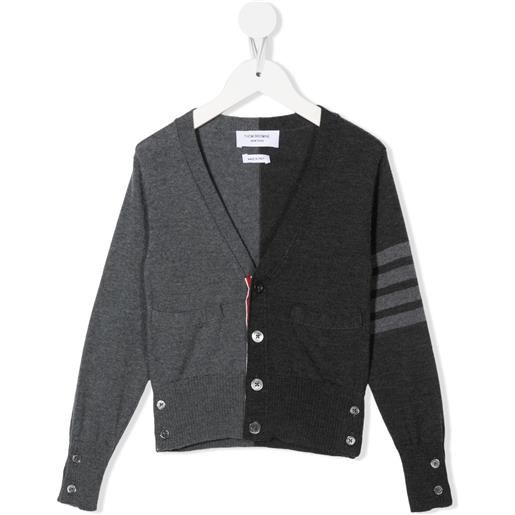 Thom Browne Kids cardigan bicolore con scollo a v - grigio