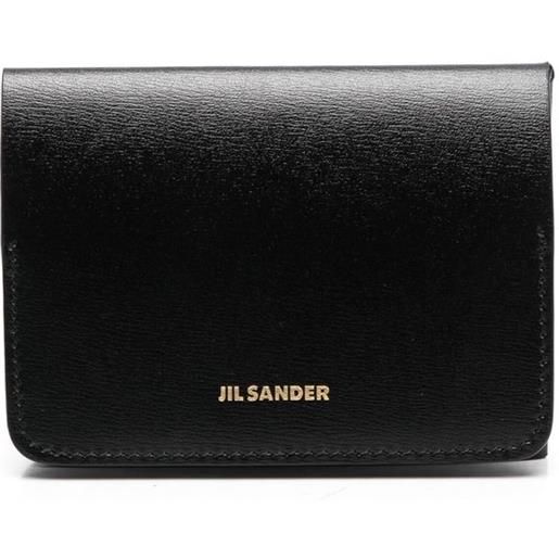 Jil Sander portafoglio con logo inciso in pelle - nero