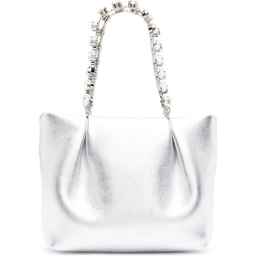Aquazzura borsa tote galactic mini in pelle - argento