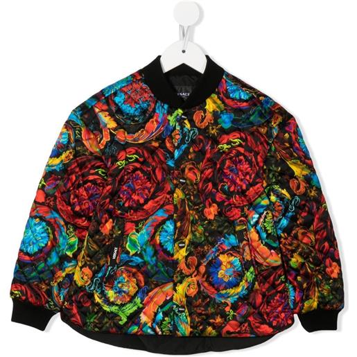 Versace Kids bomber trapuntato a fiori - nero