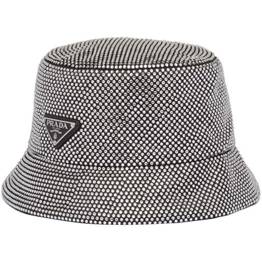 Prada cappello bucket con decorazione di cristalli - nero