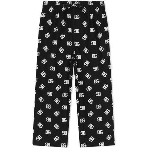 Dolce & Gabbana Kids pantaloni pigiama con logo dg - nero