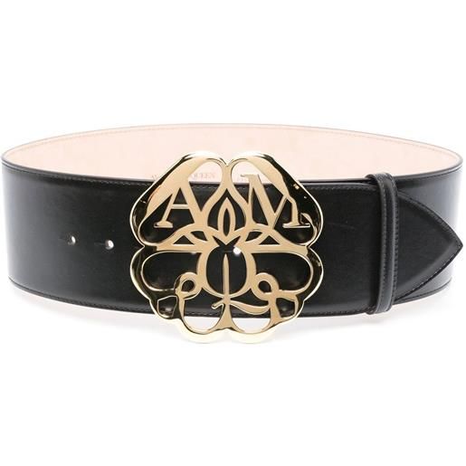 Alexander McQueen cintura con placca logo - nero