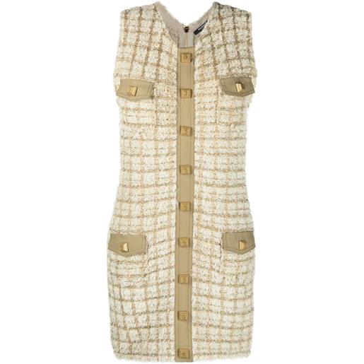 Balmain abito smanicato in tweed - toni neutri