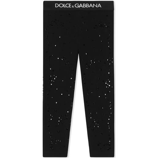 Dolce & Gabbana Kids leggings interlock con strass - nero