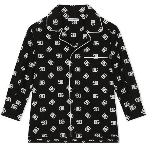 Dolce & Gabbana Kids camicia pigiama con logo dg - nero