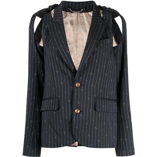 Charles Jeffrey Loverboy blazer gessato con dettaglio cut-out - blu