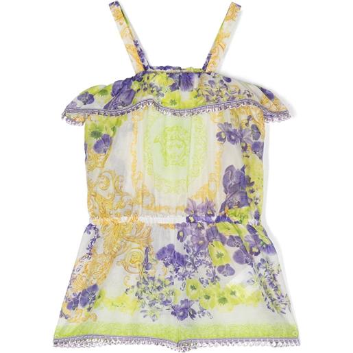 Versace Kids tuta corta a fiori - bianco