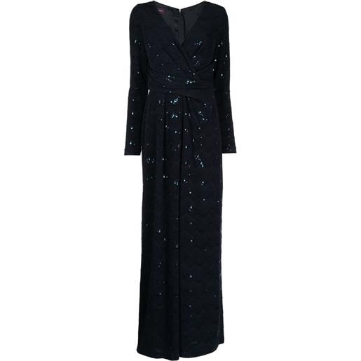 Talbot Runhof tuta intera con paillettes - blu