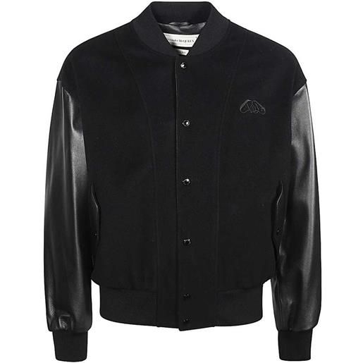 Alexander McQueen giacca varsity con inserti - nero