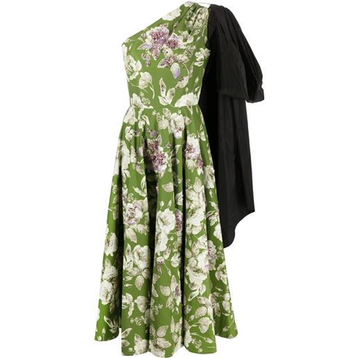 ERDEM abito midi asimmetrico a fiori - verde