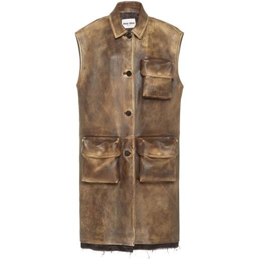 Miu Miu top lungo in pelle - toni neutri