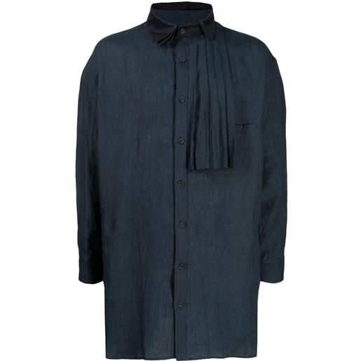 Yohji Yamamoto camicia con dettaglio plissettato - blu