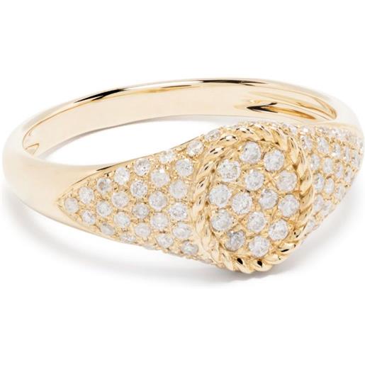 Yvonne Léon anello a sigillo baby chevalier in oro giallo 9kt con diamanti