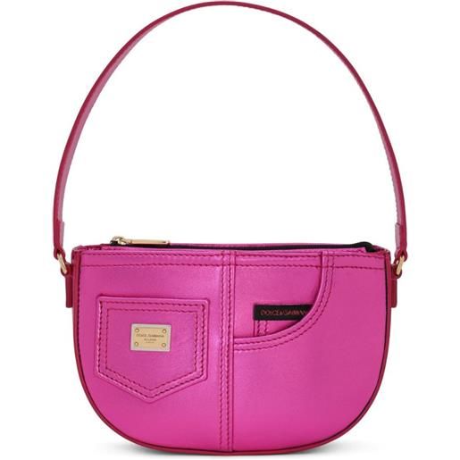 Dolce & Gabbana Kids borsa a spalla con placca logo - rosa