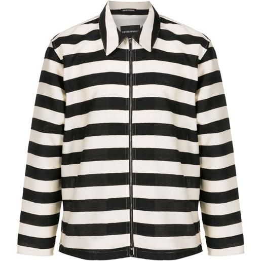 Emporio Armani giacca-camicia a righe - nero