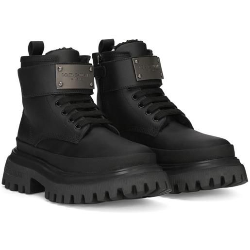 Dolce & Gabbana Kids anfibi con placca logo - nero
