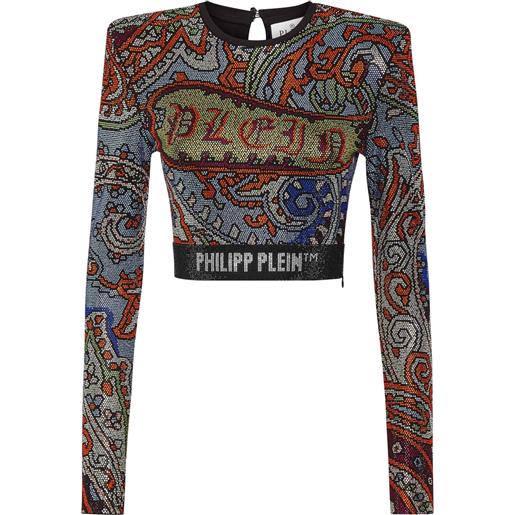 Philipp Plein top corto con strass - multicolore