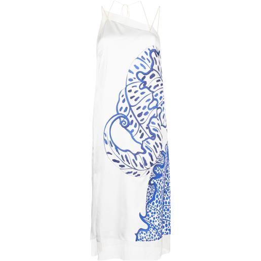 Ferragamo abito midi in seta a fiori - bianco