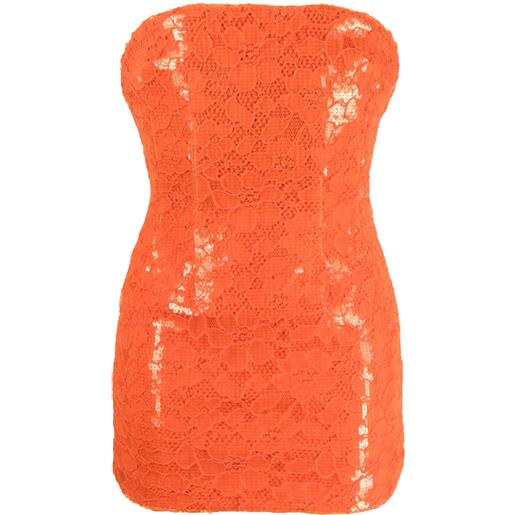 LaQuan Smith abito corto senza spalline in pizzo a fiori - arancione