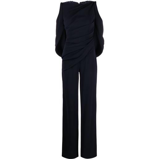 Talbot Runhof tuta intera con spalle scoperte - blu