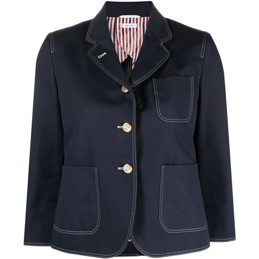 Thom Browne giacca crop con applicazione - blu