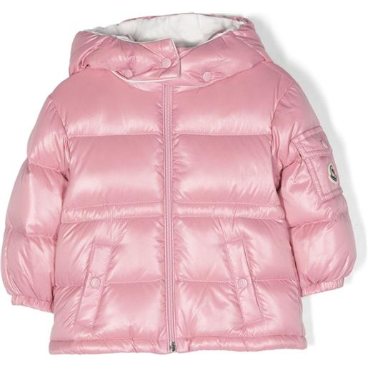 Moncler Enfant cappotto imbottito con applicazione - rosa