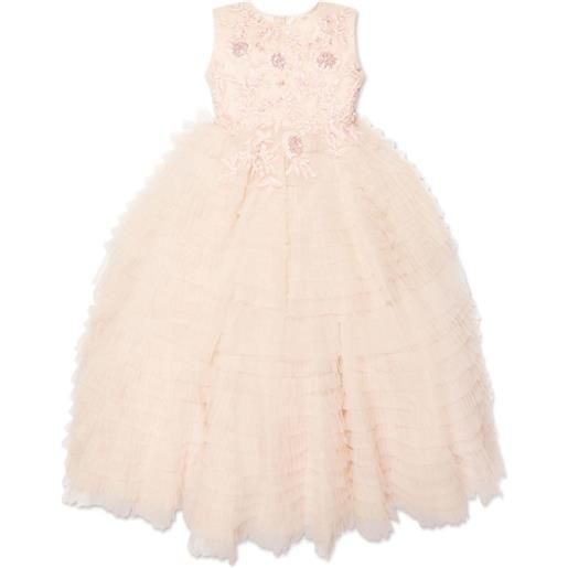MAISON AVA abito in tulle coralie con ricamo - rosa