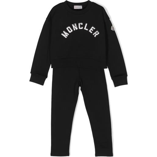 Moncler Enfant tuta sportiva con applicazione - nero