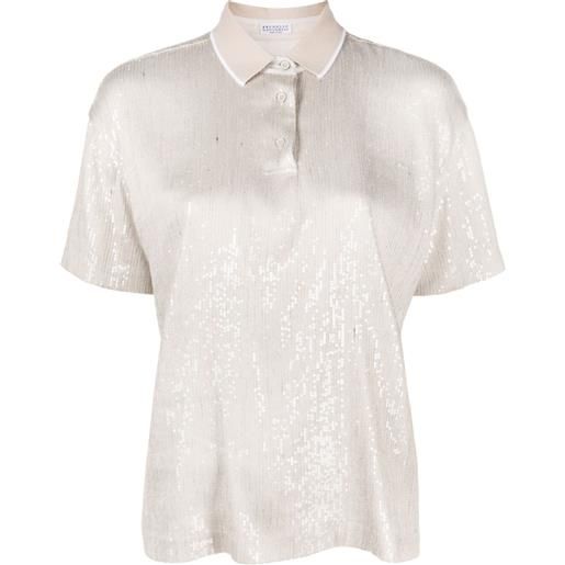 Brunello Cucinelli t-shirt con paillettes - toni neutri