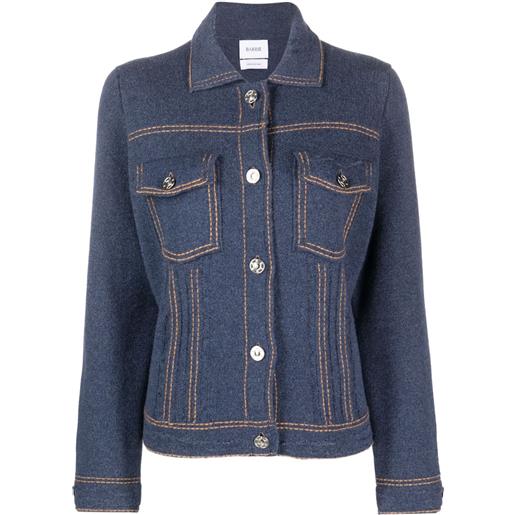 Barrie cardigan effetto denim con cuciture a contrasto - blu