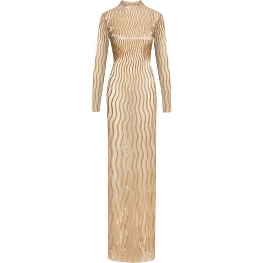 Oscar de la Renta abito da sera con paillettes - oro