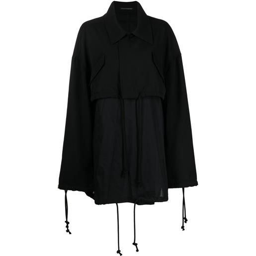Yohji Yamamoto mantella con coulisse - nero