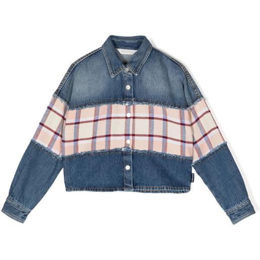 Palm Angels Kids camicia denim a quadri - blu