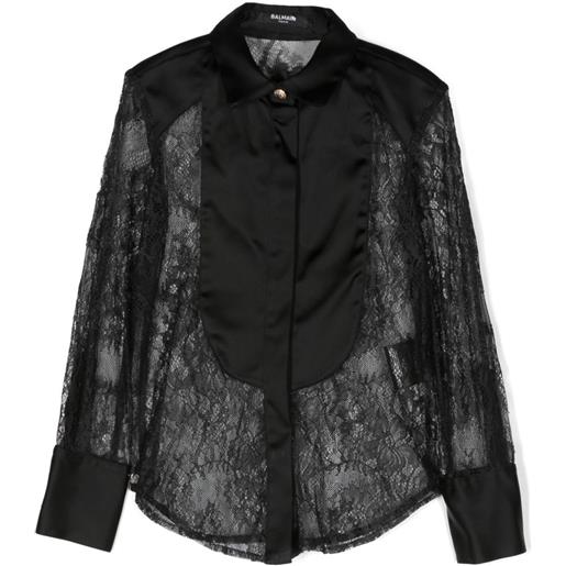 Balmain Kids camicia con design a inserti - nero