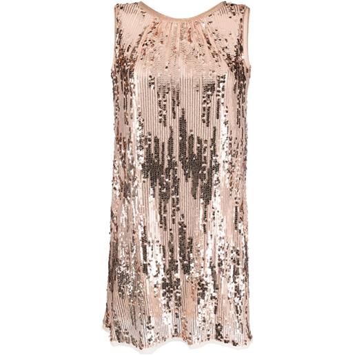 Talbot Runhof abito corto smanicato con paillettes - toni neutri