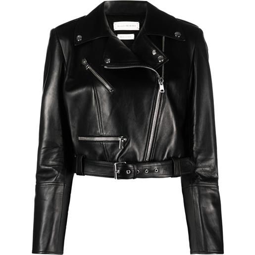 Alexander McQueen giacca biker crop in pelle - nero