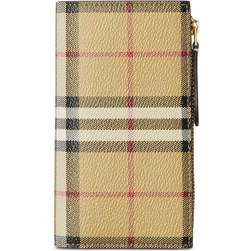 Burberry portafoglio bi-fold con motivo vintage check - toni neutri