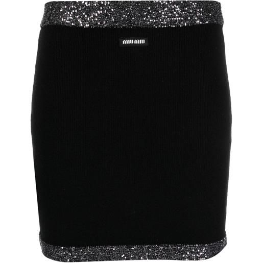 Miu Miu minigonna con paillettes - nero