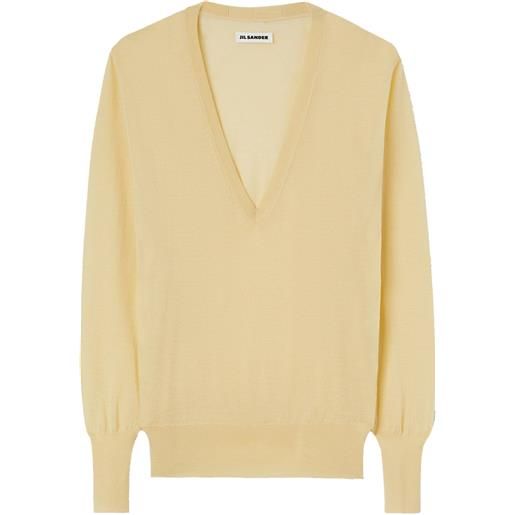 Jil Sander top con scollo a v - giallo