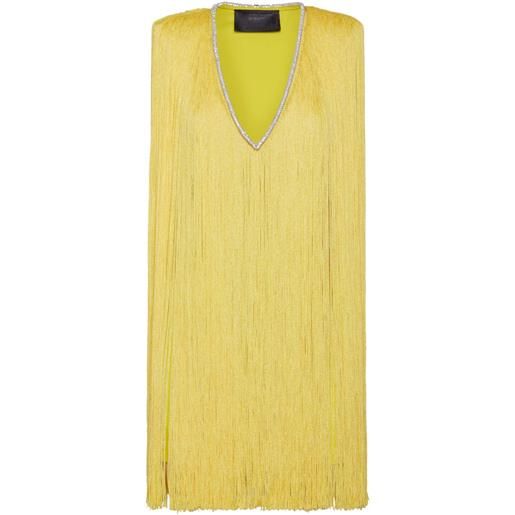 Philipp Plein abito fringe corto smanicato - giallo