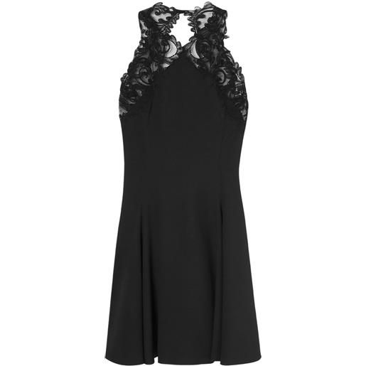 Versace abito corto con pizzo barocco - nero